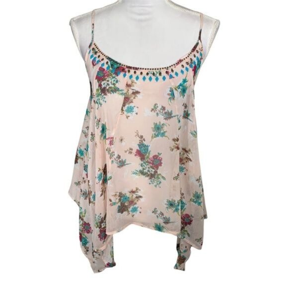 Steve Madden Top Womens Medium Shirt Blouse Sleeveless Tank Floral Boho Cottage - Picture 1 of 12